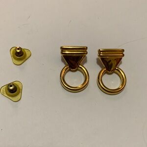 LCi gold tone door knocker 1” 90’s pierced earrings